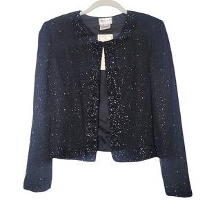 NWT Stenay Black Beaded Silk Evening Jacket Vintage Formal Top Glam 80s 90s SM